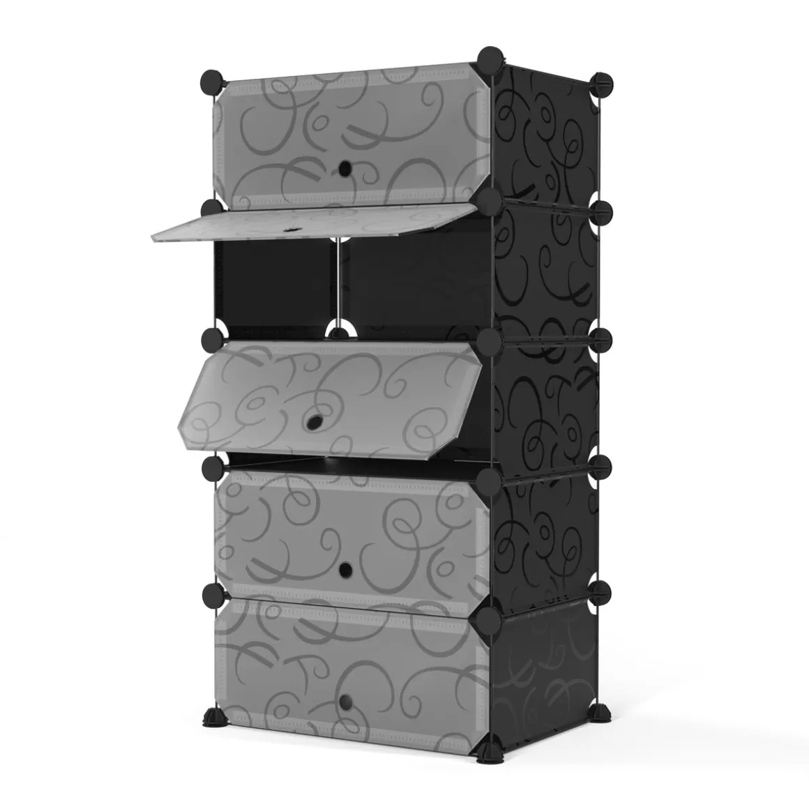 Schuhschrank Steckregal schwarz 5 Boxen