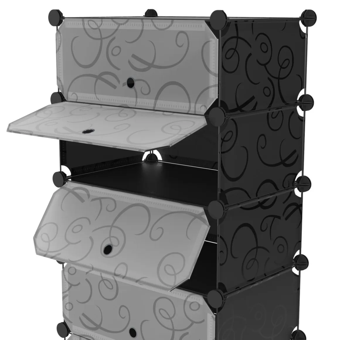 Schuhschrank Steckregal schwarz 5 Boxen
