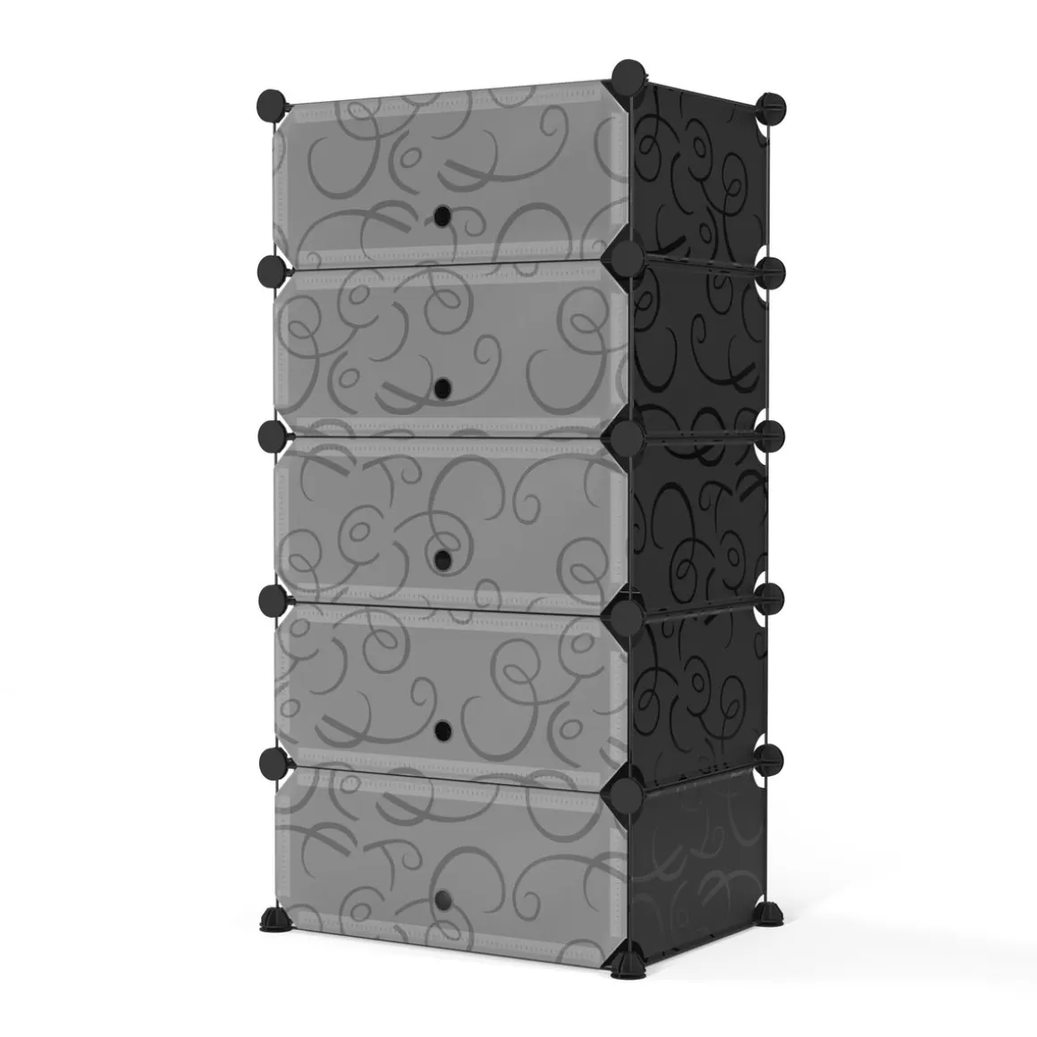 Schuhschrank Steckregal schwarz 5 Boxen