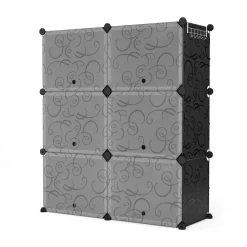 Schuhschrank Steckregal schwarz 6 Boxen