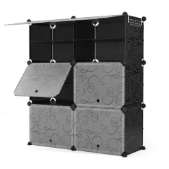 Schuhschrank Steckregal schwarz 6 Boxen