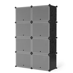 Schuhschrank Steckregal schwarz 8 Boxen