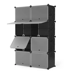 Schuhschrank Steckregal schwarz 8 Boxen