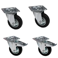 Schwerlastrollen Vollgummi 4er Set 80 mm