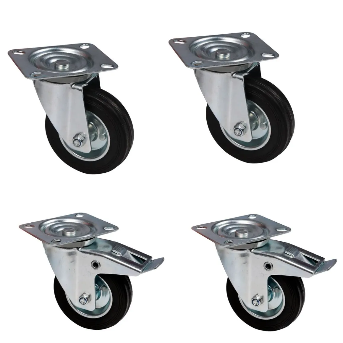 Schwerlastrollen Vollgummi 4er Set 200 mm