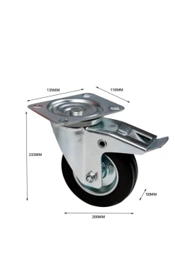 Schwerlastrollen Vollgummi 4er Set 200 mm