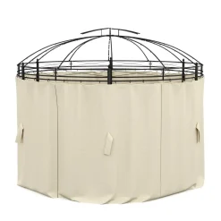 Seitenwände Gartenpavillon LED ROYAL rund beige