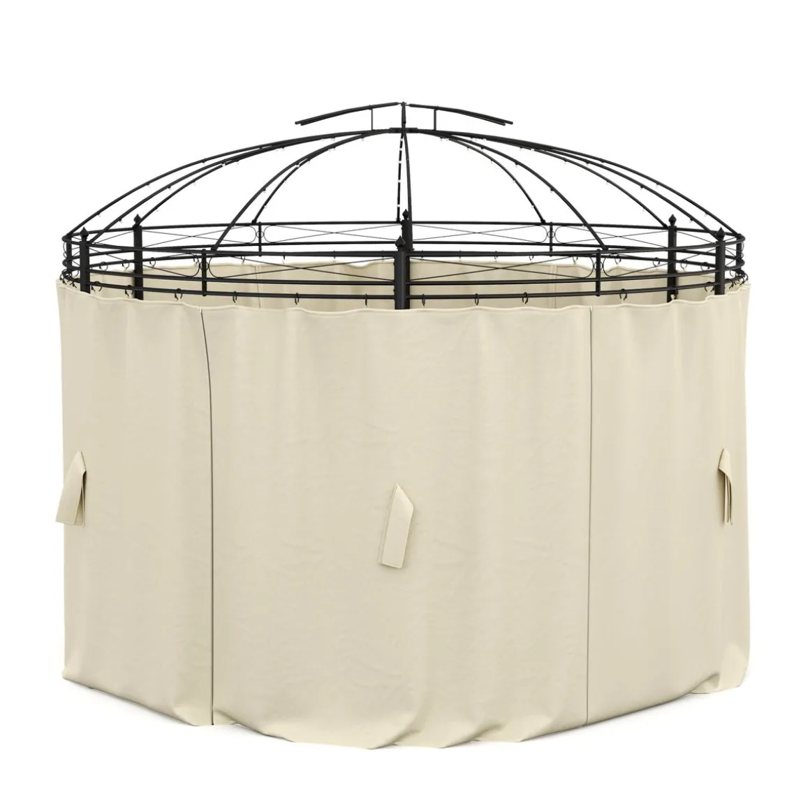 Seitenwände Gartenpavillon LED ROYAL rund beige