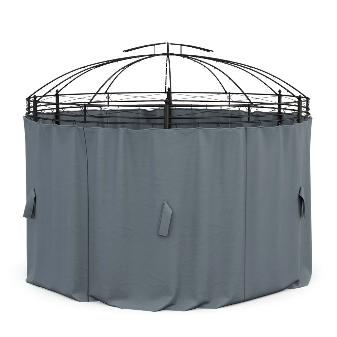 Seitenwände Gartenpavillon LED ROYAL rund grau