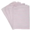 Serviette gestreift 35 x 35 cm 4er Set rosa/weiss