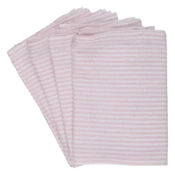 Serviette gestreift 35 x 35 cm 4er Set rosa/weiss