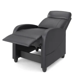 Sessel Leder LUCE mit Liegefunktion schwarz
