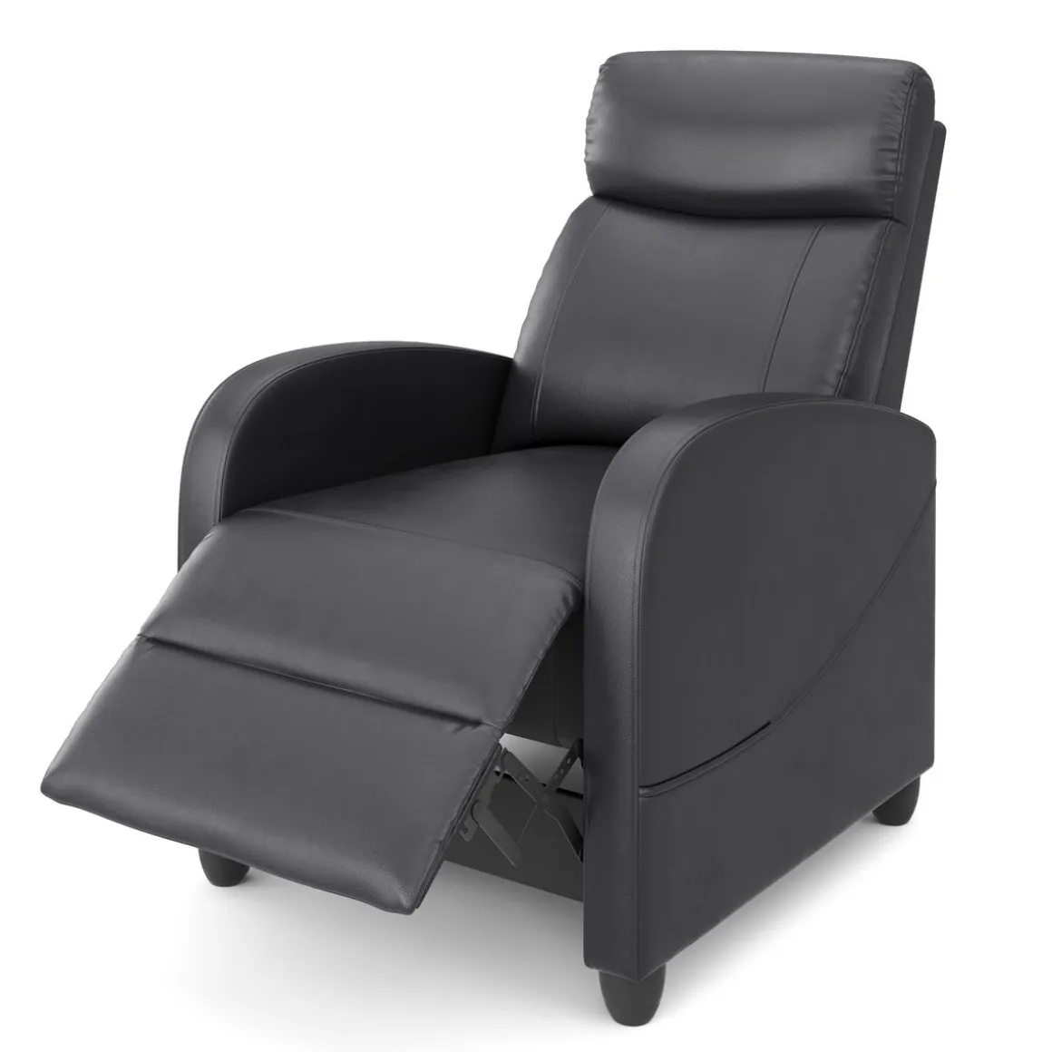 Sessel Leder LUCE mit Liegefunktion schwarz