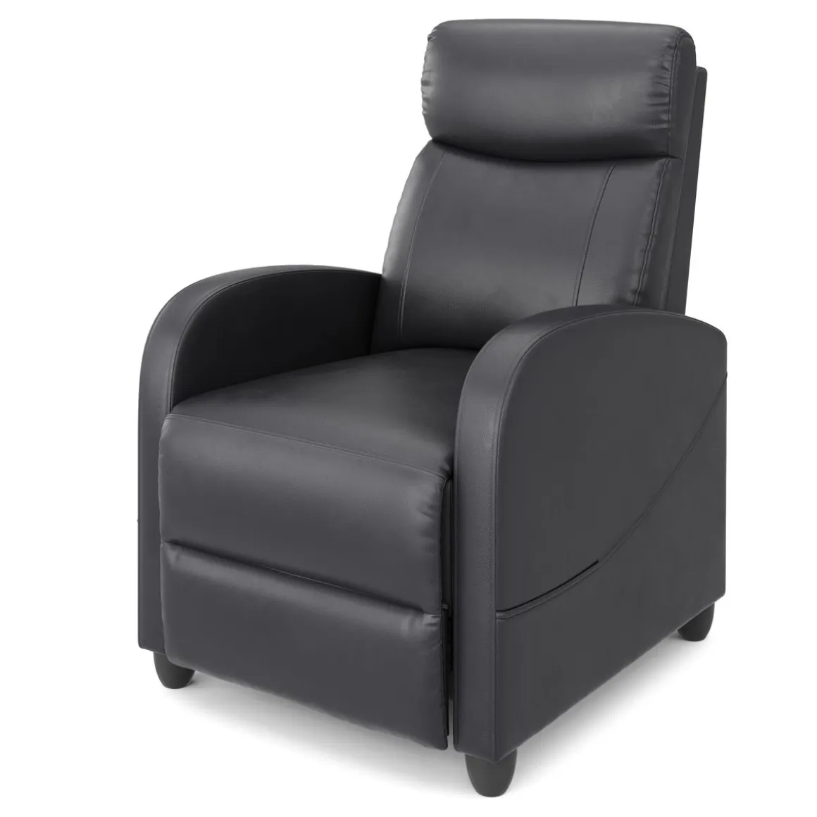 Sessel Leder LUCE mit Liegefunktion schwarz
