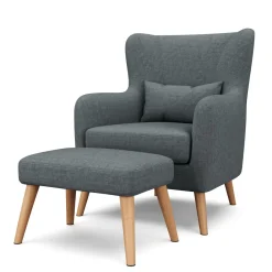 Sessel mit Hocker JARIS anthrazit