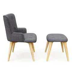 Sessel mit Hocker NEVIO anthrazit