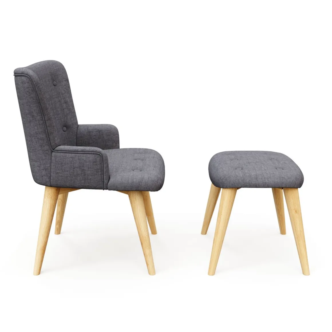 Sessel mit Hocker NEVIO anthrazit
