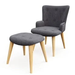 Sessel mit Hocker NEVIO anthrazit