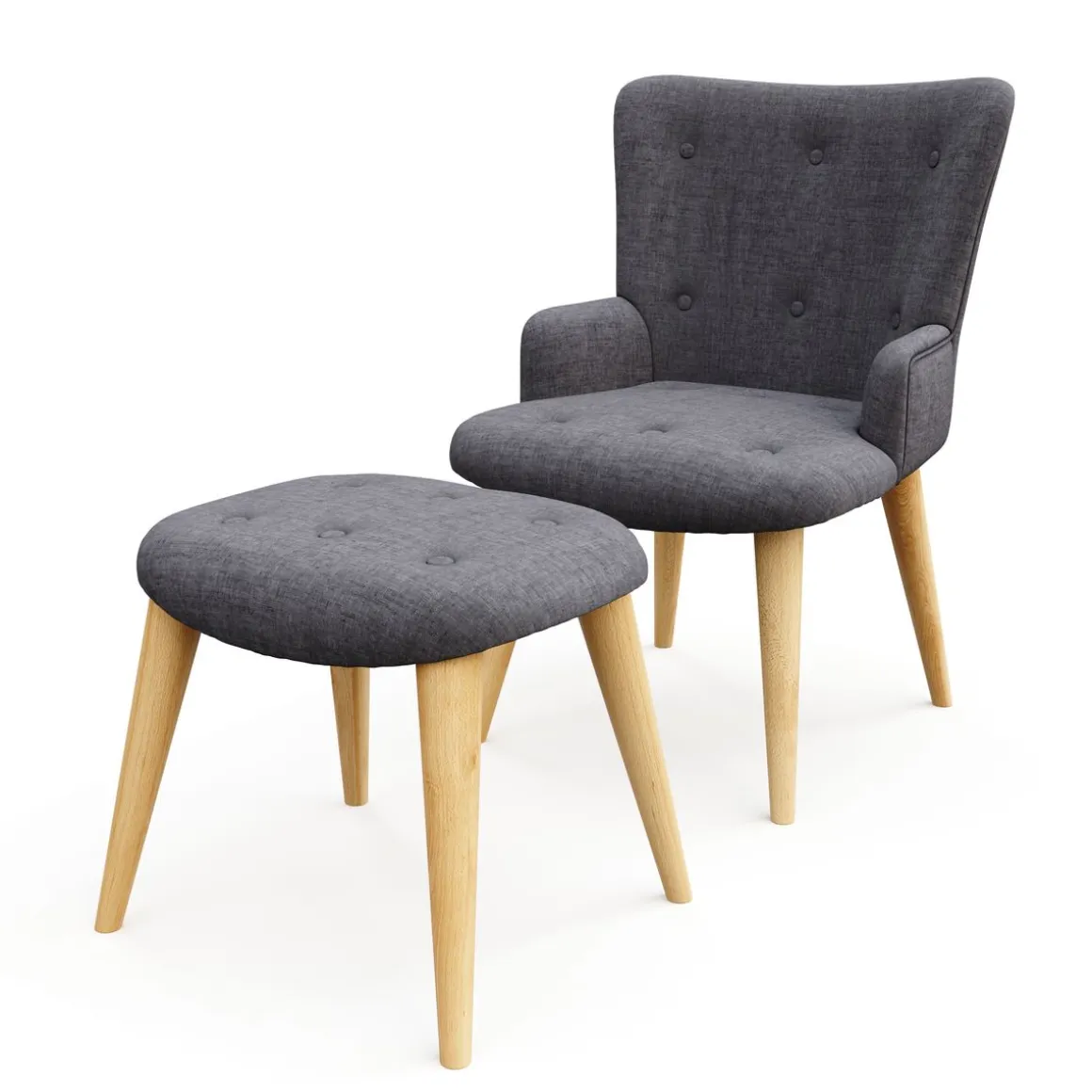 Sessel mit Hocker NEVIO anthrazit