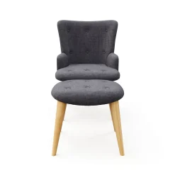 Sessel mit Hocker NEVIO anthrazit
