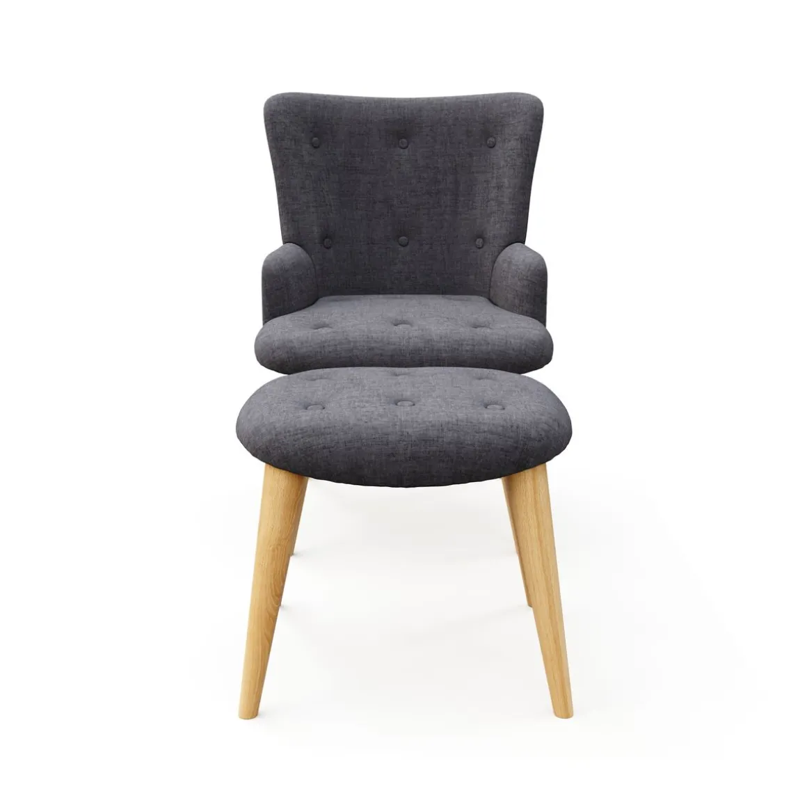 Sessel mit Hocker NEVIO anthrazit
