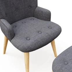 Sessel mit Hocker NEVIO anthrazit