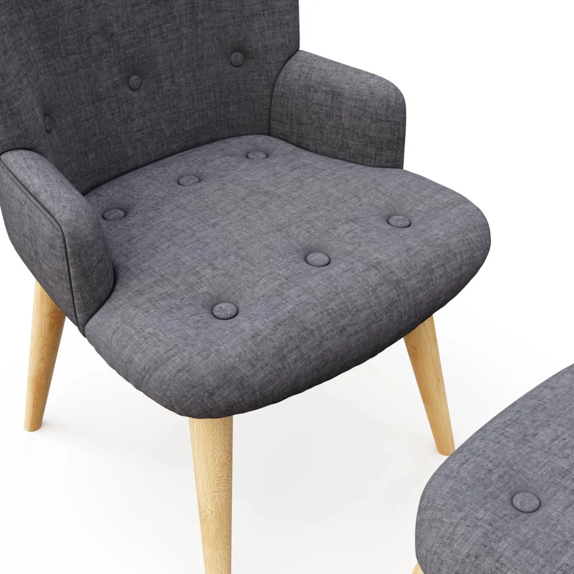 Sessel mit Hocker NEVIO anthrazit