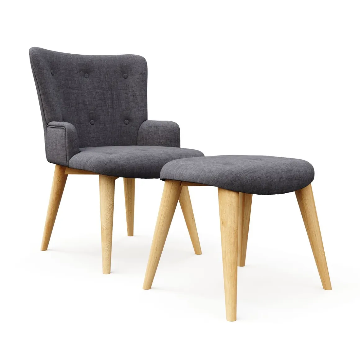 Sessel mit Hocker NEVIO anthrazit