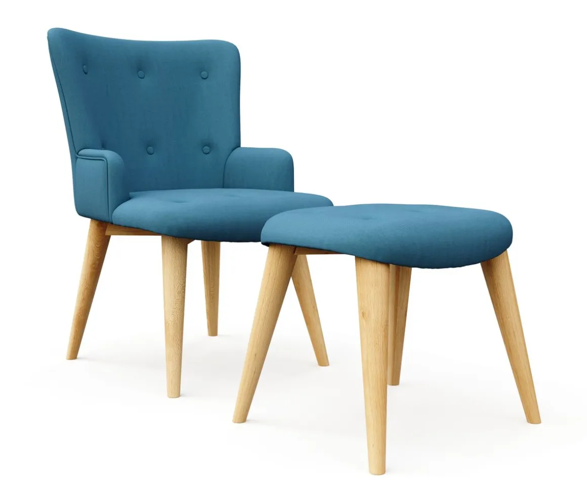 Sessel mit Hocker NEVIO blau