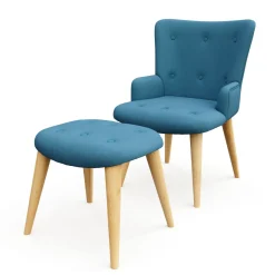 Sessel mit Hocker NEVIO blau