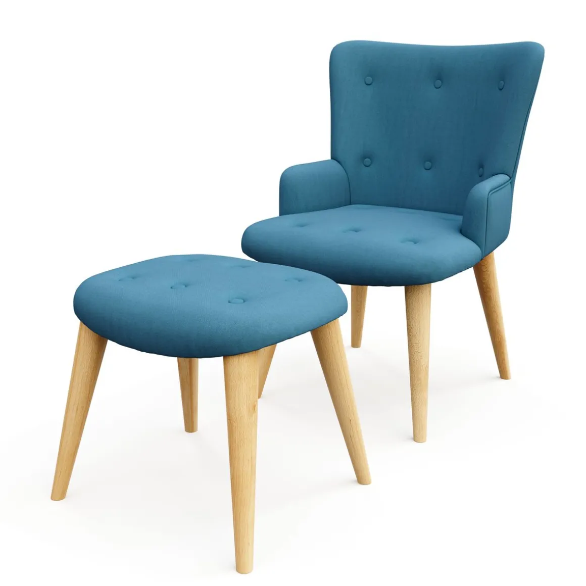 Sessel mit Hocker NEVIO blau
