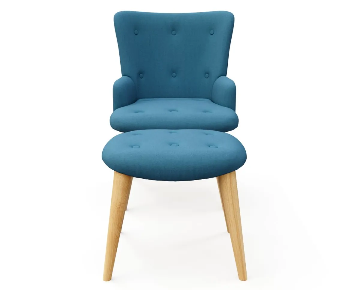 Sessel mit Hocker NEVIO blau