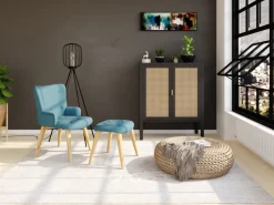Sessel mit Hocker NEVIO blau