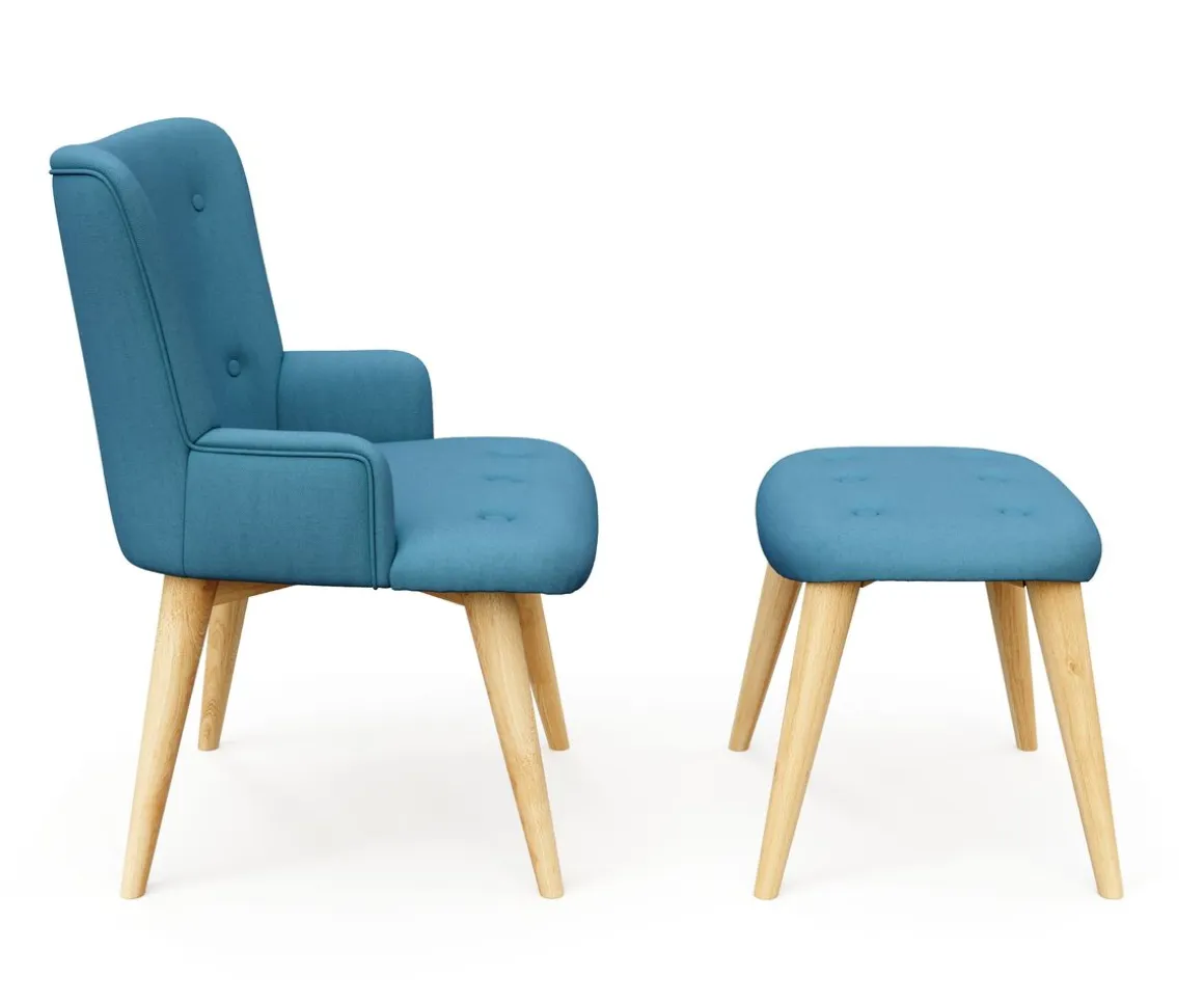 Sessel mit Hocker NEVIO blau