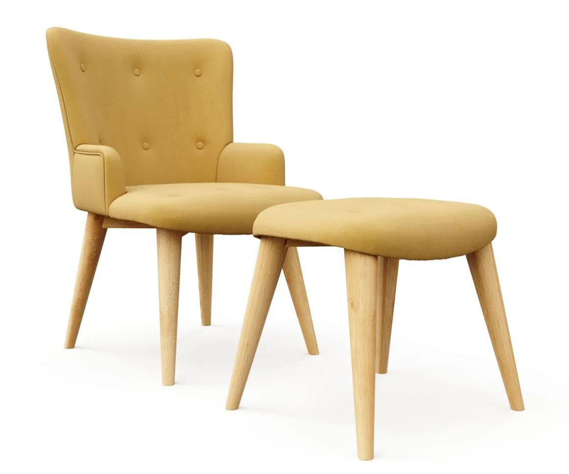Sessel mit Hocker NEVIO gelb
