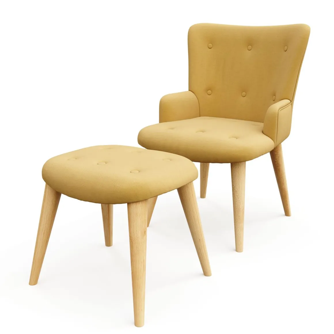 Sessel mit Hocker NEVIO gelb