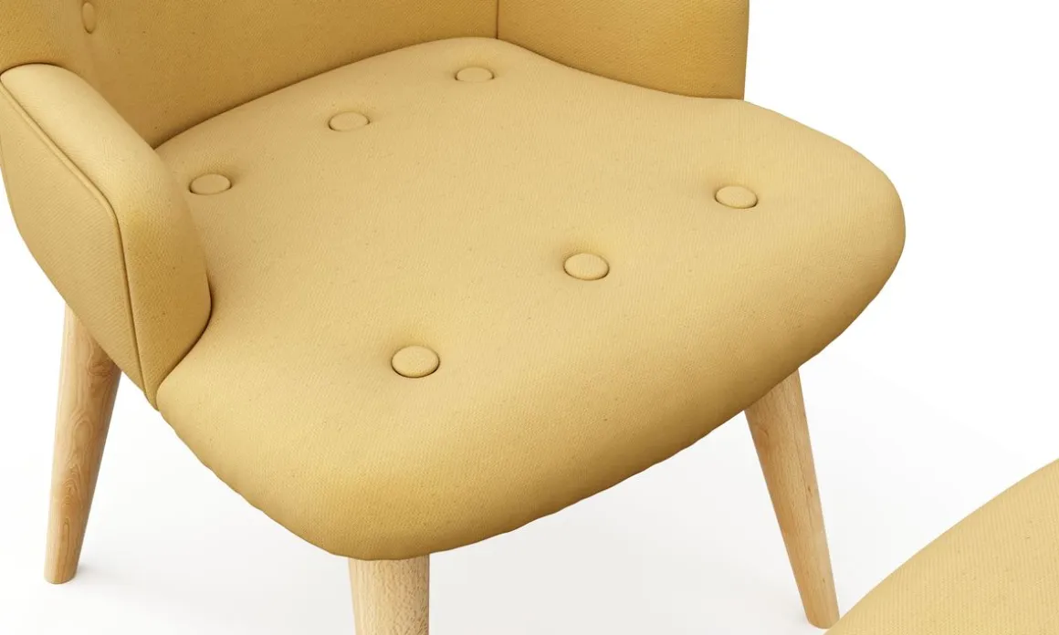 Sessel mit Hocker NEVIO gelb