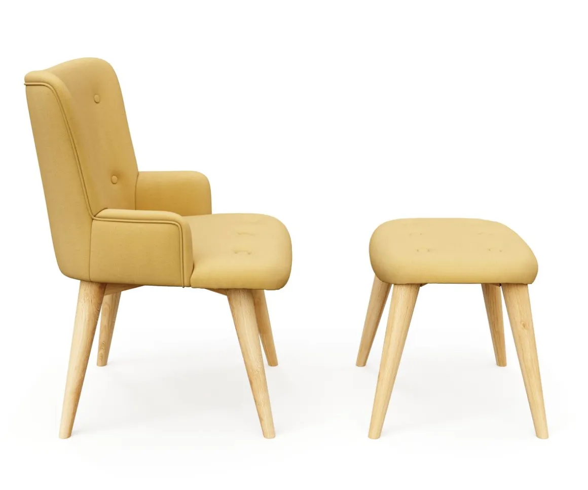 Sessel mit Hocker NEVIO gelb
