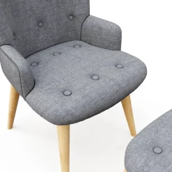 Sessel mit Hocker NEVIO grau