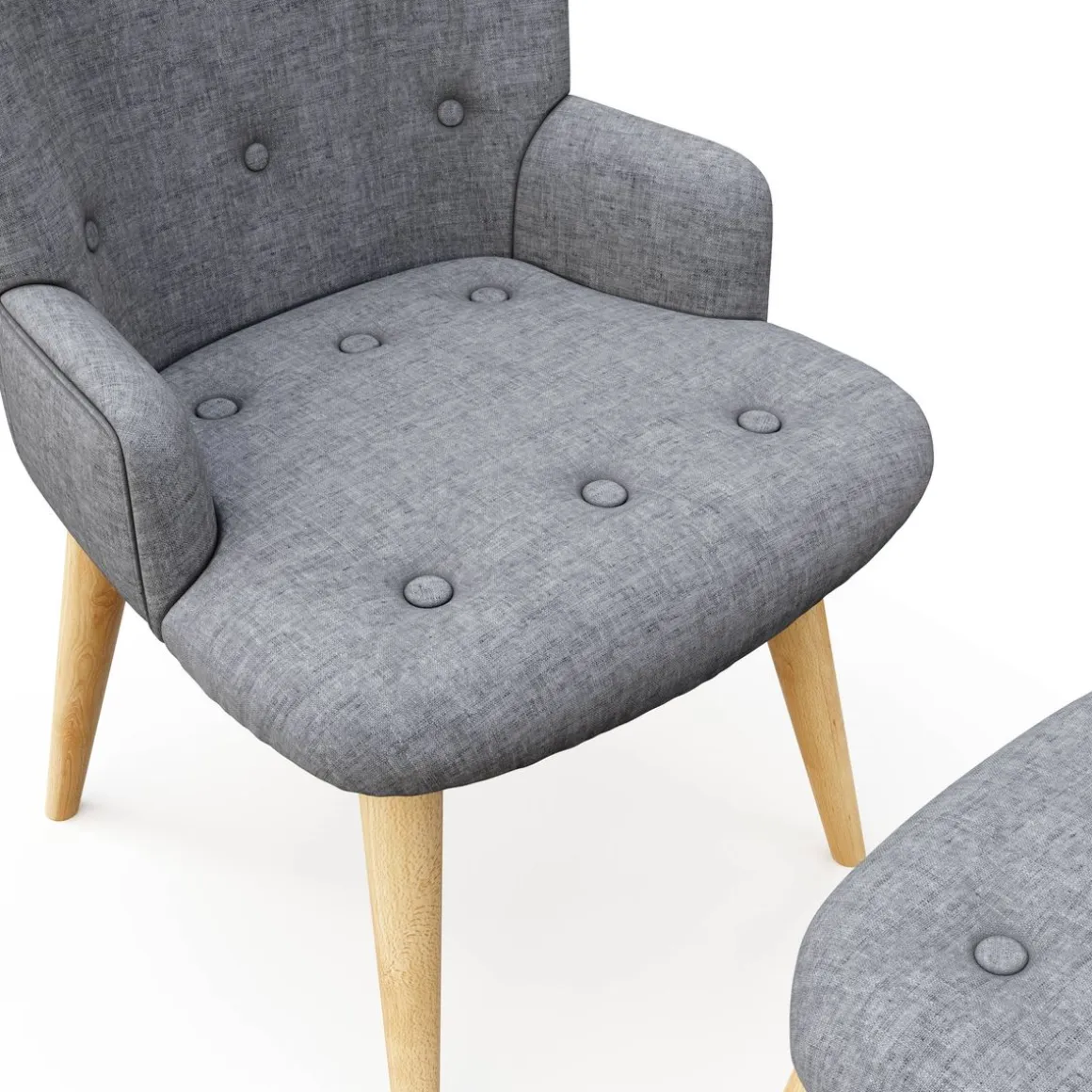 Sessel mit Hocker NEVIO grau