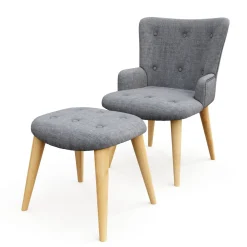 Sessel mit Hocker NEVIO grau