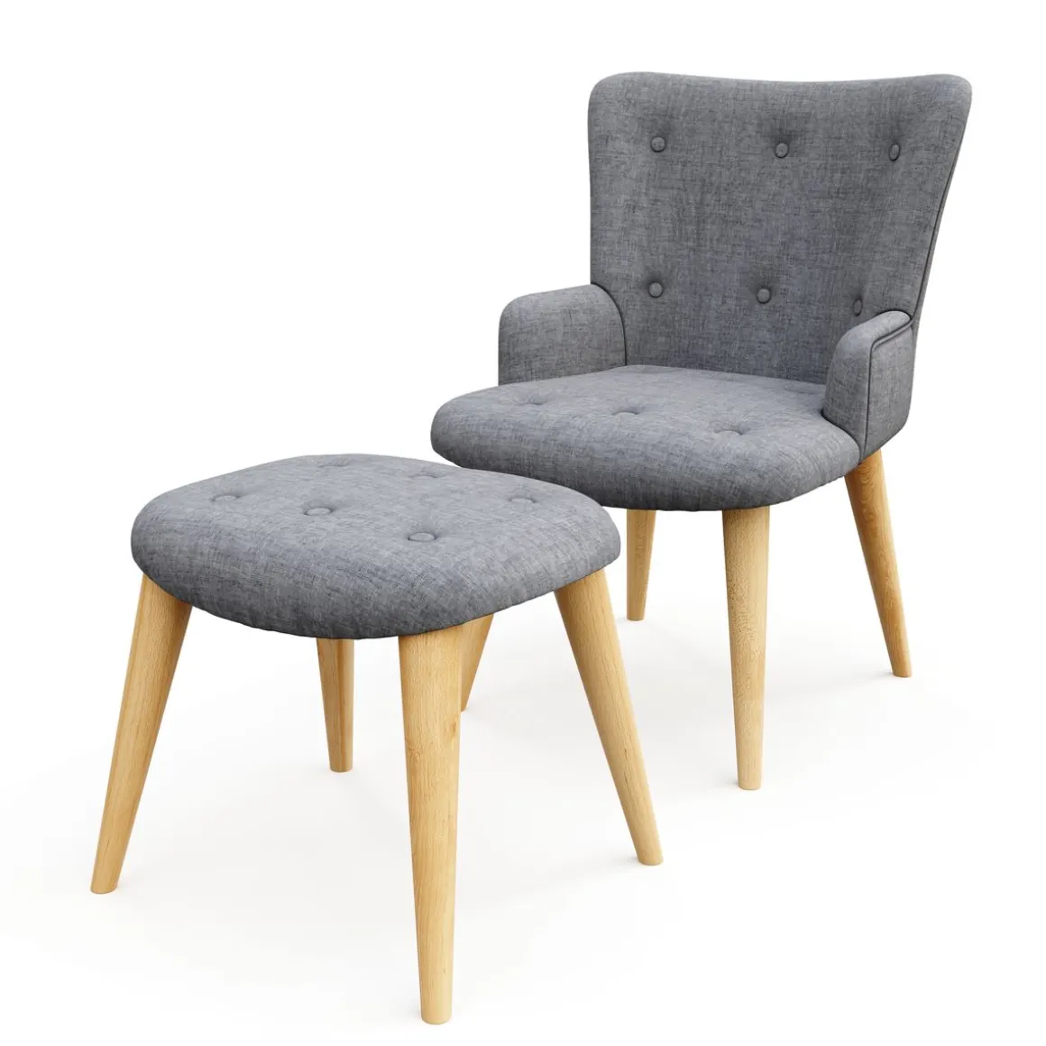 Sessel mit Hocker NEVIO grau