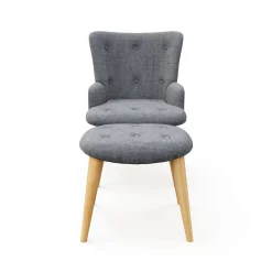 Sessel mit Hocker NEVIO grau