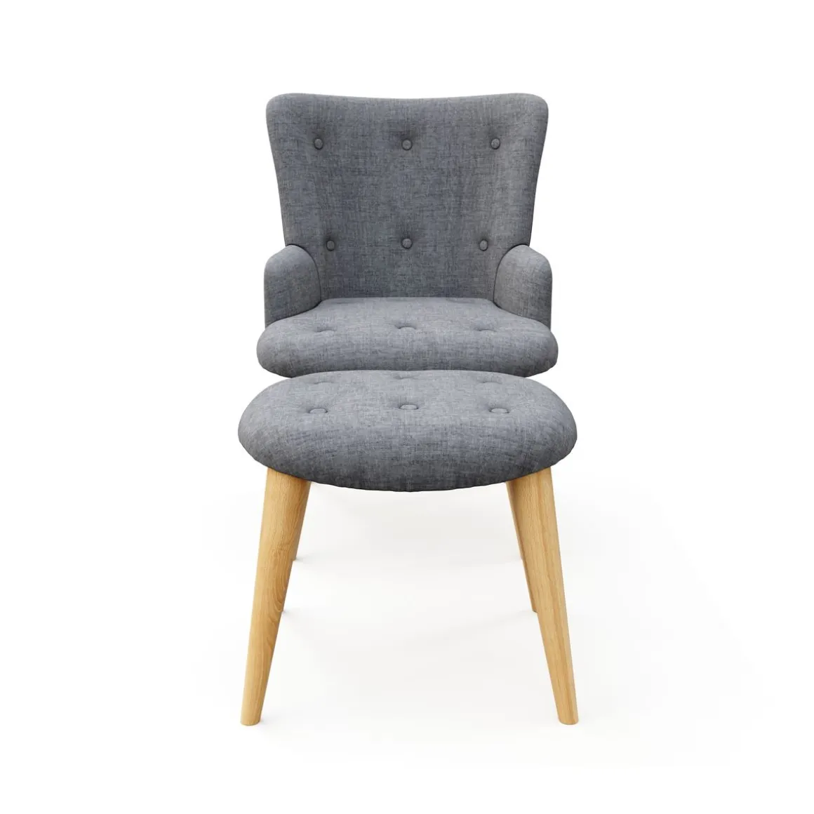 Sessel mit Hocker NEVIO grau