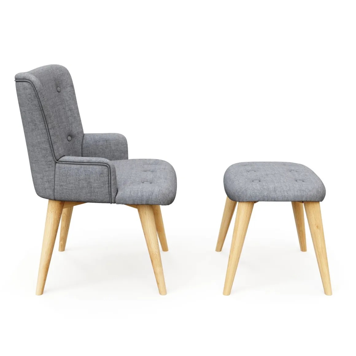 Sessel mit Hocker NEVIO grau