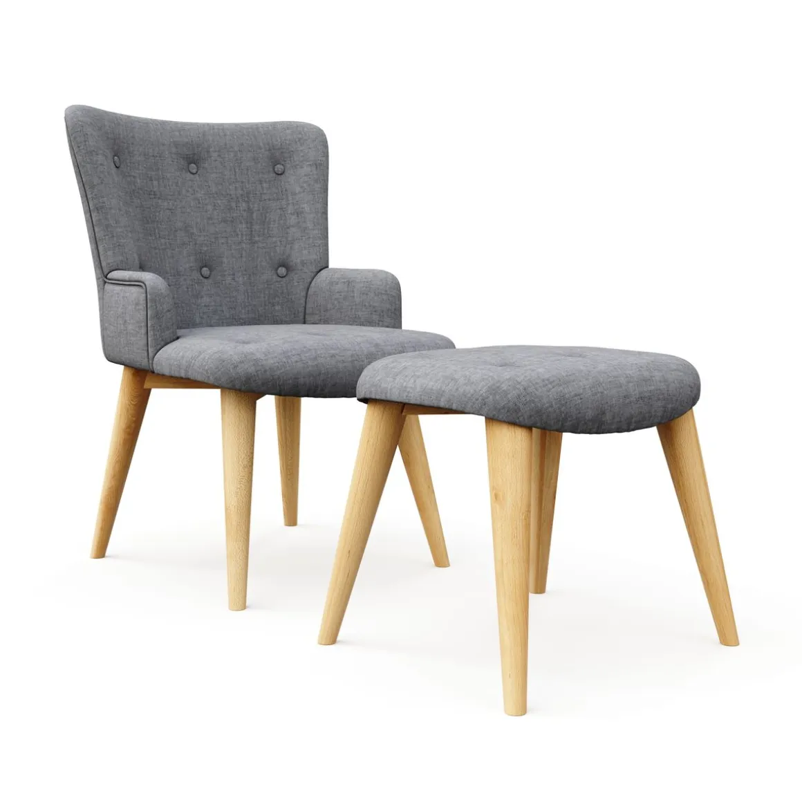 Sessel mit Hocker NEVIO grau