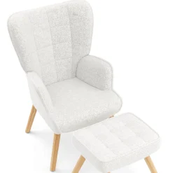 Sessel mit Hocker TEDDY weiss