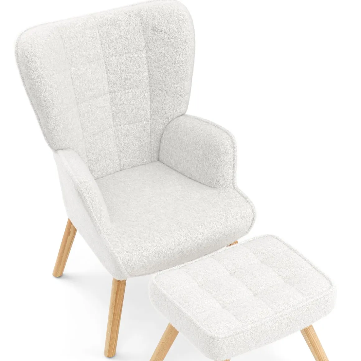 Sessel mit Hocker TEDDY weiss
