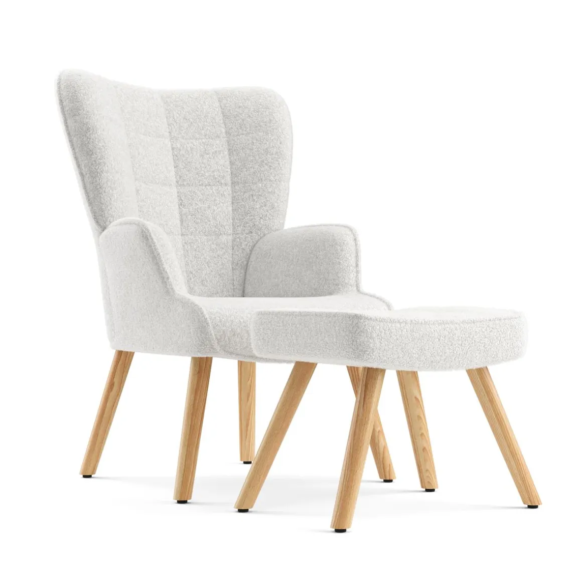 Sessel mit Hocker TEDDY weiss