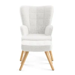 Sessel mit Hocker TEDDY weiss